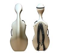 WUQIMUSC Cello hard case for 4/4 size Lightweight Carbon fiber Composite with Sturdy Wheels and Comfortable Backpack straps (Champagne gold)