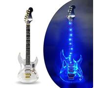 WUQIMUSC - Electric Guitar with LED Light, Maple Neck, Acrylic, Glass Body, Blue and Sweet Sound for Beginners, Students, Adults