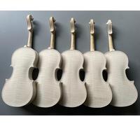 WUQIMUSC Handcrafted European wood Violin, Unvarnished 4/4 Size- Two-Piece Flamed Maple Back & Spruce Top, Air-Dried Wood, Made by Master Luthier, White Violin for Setup