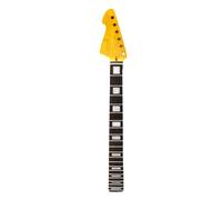 WUQIMUSC Left Hand Guitar Neck Replacement for 22 Frets, 25.5 inch - Maple with Rosewood Fingerboard, Bolt-On heel, Yellow Gloss Finish (Block inlay)