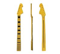 WUQIMUSC Maple wood Electric Guitar Neck replacement for 22 Frets, 25.5" Scale, Bolt-On heel, Yellow Gloss Finish (Black block inlay)
