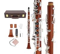 WUQIMUSC Professional Clarinet Ebonite Wood Nickel Plated Keys with Barrels Reed accessories Nice sound Durable case (ekey-clarinet-rose)