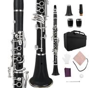 WUQIMUSC Professional Clarinet Ebonite Wood Nickel Plated Keys with Barrels Reed accessories Nice sound Durable case (ckey-clarinet)