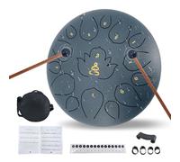 WUQIMUSC Rain Drum for Outside Garden, 12 Inches 15 Notes Tongue Drum, Waterproof Meditation Rain Chime, Musical Percussion Instrument for Adult Gift with Mallets, Carry Bag & Music Book, C Major