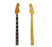 WUQIMUSC replacement Bass Guitar Neck no overhang - 34" Scale, 20 Fret, Maple with Rosewood Fretboard with binding- Fits P/J Bass style (42mm Nut), Block Inlays, Yellow Gloss Finish