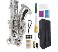WUQIMUSC Tenor Saxophone Complete Kit w/Case, Mouthpiece, 10pc Reeds, Professional B Flat Tenor sax, Gold Brass Lacquer, Rich, Warm Tone for Jazz & Classical, Ideal for Students to Pros（Silver）