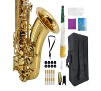 WUQIMUSC Tenor Saxophone Complete Kit w/Case, Mouthpiece, 10pc Reeds, Professional B Flat Tenor sax, Gold Brass Lacquer, Rich, Warm Tone for Jazz & Classical, Ideal for Students to Pros（Golden）
