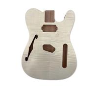 WUQIMUSC TL-Style Semi-Hollow Guitar Body-Mahogany with Flame Maple Veneer, F-Hole, Unfinished DIY/Replacement (No Pre-Drilled Holes)
