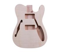 WUQIMUSC TL-Style Semi-Hollow Guitar Body Replacement-Mahogany wood with Maple Veneer, Big Hole style, Unfinished(No Pre-Drilled Holes)