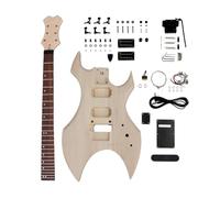 WUQIMUSC Unfinished DIY Electric Guitar Kit Basswood Body with Mahogany Neck Rosewood Fretboard 24 Frets 25.5 Inch HH Pickup all Accessories included Build your own guitar project