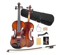 WUQIMUSC Violin 4/4 full set for Beginners, Adults, Students, Aged Spruce Maple Solid Wood Fiddle, Ebony fittings with Hard Case, Shoulder Rest, Bow, Tuner, Extra Strings (brown, 1/2 Size)