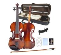 WUQIMUSC Violin 4/4 full set for Beginners, Adults, Students, Aged Spruce Maple Solid Wood Fiddle, Ebony fittings with Hard Case, Shoulder Rest, Bow, Tuner, Extra Strings (dark brown, 1/4 size)