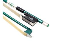 WUQIMUSC violin bow 4/4 full size Strong light carbon fiber stick and Ebony frog with natural hair Quick Response,Green color