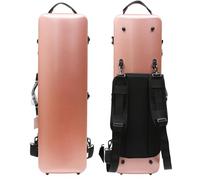 WUQIMUSC Violin case 4/4 Full size High strength Carbon fiber hard shell Durable handles Internal storage with Backpack straps Music Sheet bag (Rose gold,Buckle lock)
