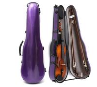 WUQIMUSC Violin Case 4/4 hard shell Carbon fiber Lightweight Triangle case with Backstraps External accessory storage bag (purple)