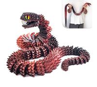 WUQIREN 48.8inch Super Large 3D Printed Snake,Movable Teeth,Bigger Fidget Crystal Snake Toys,3D Printed Stuff Animals Toys,Articulated Snake for Home Office Desk Wall Decor (Black-Red)
