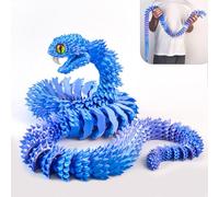 WUQIREN 48.8inch Super Large 3D Printed Snake,Movable Teeth,Bigger Fidget Crystal Snake Toys,3D Printed Stuff Animals Toys,Articulated Snake for Home Office Desk Wall Decor (Blue-Purple)