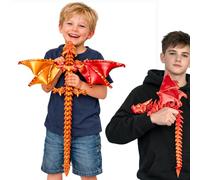 WUQIREN Giant Extra Large 3D Printed Dragon with Wings, Durable PLA Construction, Printed Over 27 Hours, Articulated Fantasy Dragon for Display, Desk Decor & Stress Relief for Teens (Red-Gold)