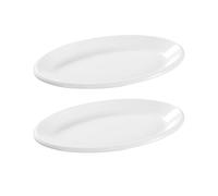 Wuqoioo White Serving Platters, 2 Pack Porcelain Serving Dishes Dinner Platters Porcelain Platter, Large Oval Serving Trays For Appetizers, Dessert, Meat, Sushi, Fish, Party, 16"