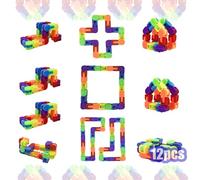 WUQR - 12 Pieces Iridescent Wacky Paw Prints - Rainbow Snap and Click Sensory Chains for Kids and Adults, Stress Relief and Autism Toys, Classroom Rewards