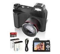 Wurapl 4K Digital Camera for Photography and Vidoes, 2025 Latest 48MP Vlogging Camera for YouTube, 16X Zoom Compact Travel Cameras with 32G SD Card, Anti-Shake, 2 Batteries,Retro-Style (Black)