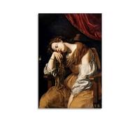 WurBu Artemisia Gentileschi Painter Works《Mary Magdalene (2)》Printed Posters Artworks Canvas Room Aesthetic Wall Art Prints Home Modern Decor Gifts 20x30inch(50x75cm)