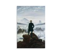 WurBu Caspar David Friedrich Painter Works《Wanderer Above The Sea of Fog》posters Wall Art Picture Painting Canvas Prints Artworks Bedroom Living Room Decor 16x24inch(40x60cm)