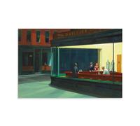 WurBu Edward Hopper Paintings (Nighthawks 1942) Printing Posters Canvas Wall Art Prints Gifts Photo Picture Paintings Room Decor Home Decorative 08x12inch(20x30cm)