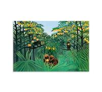WurBu Henri Rousseau Painter Works《Monkeys In The Jungle》posters Painting On Canvas Wall Art Scroll Picture Print Living Room Walls Decor Homes 08x12inch(20x30cm)
