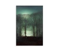 WurBu John Atkinson Grimshaw Painter Works《Figure in The Moonlight》Printed Posters Decorative Painting Canvas Wall Art Living Rooms Bedroom Painting 16x24inch(40x60cm)