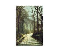 WurBu John Atkinson Grimshaw Painter Works《Moonlight Walk》Printed Posters Wall Art Scroll Canvas Painting Picture Living Room Decor Home 08x12inch(20x30cm)
