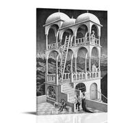 WurBu M.C. Escher Painter Artwork【Belvedere】 Printed Posters Canvas Wall Art Picture Prints Hanging Photo Gift Idea Decor Homes Artworks 08x12inch(20x30cm)