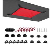 WurdeWindig Under Desk Cable Management Net - Heavy-Duty Elastic Wire Organiser, 1-Minute Setup, Child & Pet-Safe Cable Tidy for Home/Office/Gaming Desks, Washable Oxford Fabric, Red, 40x28 cm