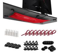 WurdeWindig Under Desk Cable Management Net - Heavy-Duty Elastic Wire Tidy, 1-Minute Setup, Child & Pet-Safe Cable Organiser for Home/Office/Gaming Desks,Washable Oxford Fabric(Red,66.5 * 24 cm)