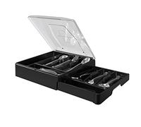 WURDON Double Layer Flatware Organizer with Lid, Cutlery Tray for Countertop Silverware Tray for Kitchen Drawers with 2 Tier Utensil Holder and 9 Compartments Silverware Storage Bin (Black)