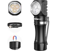 Wurkkos Flashlight Rechargeable 1200 Lumens Small Flashlights with Magnet - HD10 Right Angle Flashlight with Anduril 2.0 RGB UI, IP68 Pocket Flash Light for Headlamp Use,Working,Hiking,Climbing-6000K