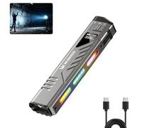 Wurkkos TD11 Rechargeable EDC Flashlight 3000 Lumens, USB-C, OLED Display, 3 Modes (Focus/Flood/RGB), Tactical Flashlight Switch, IPX6, Portable for Camping and Emergencies