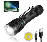Wurkkos TS23 Tactical Torch 5000 Lumens, Super Bright LED Rechargeable Torch with 482m Long Beam Searchlight, 7 Modes, IP68 Waterproof Heavy Duty Torch for Security, Dog Walking, Camping-Black