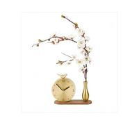 WUrnschmidt Floral Art Brass Mantel Clock - Elegant Silent Table Clock with Flower Design, Vintage Home Decor for Living Room, Luxury Solid Brass Decorative Clock