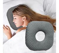Wuronsa Ear Piercing Pillow for Side Sleepers, Pillow with an Ear Hole for CNH and Ear Pain Ear Inflammation Pressure Sores, O-Shaped Side Sleeping Pillow, Ear Guard Pillow (Dark Gray)