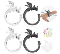 Wurosi 4PCS Crochet Rings, Dragon Tension Rings for Crocheting, Adjustable Crochet Tension Ring for Finger, Yarn Guide Rings for Crocheters Knitters Mom Grandma Gifts