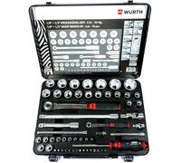 Wurth Zebra 56 Piece 1/4in & 1/2in Drive Socket Set Metric 4 - 32mm 09651756