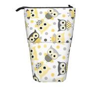 WURTON Animal Cartoon Owls Cute Print Telescopic Pencil Case Versatile Stationery Makeup Storage Bag Supplies Organizer