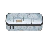 WURTON Birds In The Park On A Snowy Day Print Pencil Case Supplies,Multipurpose,Cosmetic Storage Bag Pencil Case Organizer
