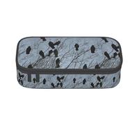 WURTON Black Crow Birds Print Pencil Case Supplies,Multipurpose,Cosmetic Storage Bag Pencil Case Organizer