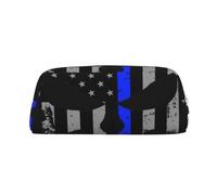 WURTON Blue Stripe Stars Skull Print Pencil Case Bag Spacious And Stylish Zipper Pencil Pouch Office Use Pencil Bags
