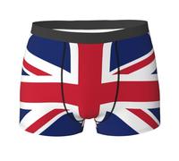WURTON British flag Print Men's Boxer Briefs Comfortable Bamboo Viscose Underwear Trunks Underwear, Black, XL