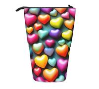WURTON colorful Rainbow Hearts Print Pencil Telescopic Case Versatile Storage Bag,Office, and Adult Storage Box Gifts