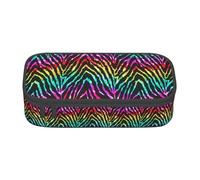 WURTON Colorful Rainbow Zebra Print Pencil Case Supplies,Multipurpose,Cosmetic Storage Bag Pencil Case Organizer