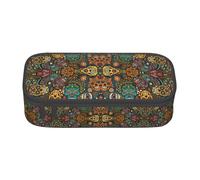WURTON Colorful Sugar Skulls Print Pencil Case Supplies,Multipurpose,Cosmetic Storage Bag Pencil Case Organizer